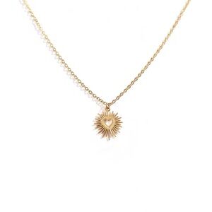 Gold Sunburst Heart Pendant Necklace